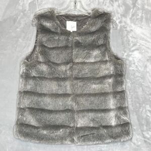 Joie Adriana Faux Fur Vest Womens Medium Gray Hook & Eye Lined Mod Wife Core